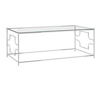 vidaXL Table Basse Table d'Appoint Table de Canapé Meuble de Salon Salle de Séjour Maison Intérieur Argenté 120x60x45 cm Acier Inoxydable et Verre