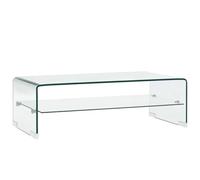 vidaXL Table Basse Table de Salon Table d'Appoint Bout de Canapé Table de Canapé Salle de Séjour Intérieur Maison Clair 98x45x31 cm Verre Trempé