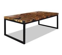 vidaXL Table basse Teck Résine 110 x 60 x 40 cm Noir avec touches de teck G