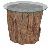 vidaXL Table Basse Teck Verre 50x40 cm