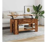 vidaXL Table basse vieux bois 101x49x52 cm bois d'ingénierie, table basse à dessus relevable, bout de canapé, table 856926