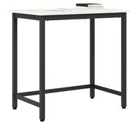 vidaXL Table Blanc 80 x 50 x 77 cm Bois d'ingénierie et Acier, Table réglable, rectangulaire, Design Moderne, Bois Solide, Cadre en Acier, Mobile pour Salon, Bureau