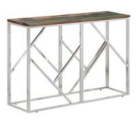 vidaXL Table console argenté acier inoxydable/bois massif récupération350000 Or G