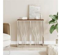 vidaXL Table console argenté acier inoxydable/bois massif récupération350037 Argent G
