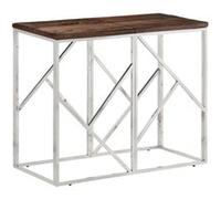 vidaXL Table console argenté acier inoxydable et bois de mélèze massif, table de canapé, table de couloir, derrière la table 349989 Marron G