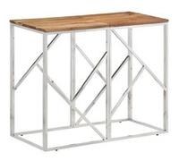 vidaXL Table console argenté acier inoxydable et bois massif d'acacia349991 Argent G