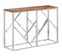 vidaXL Table console argenté acier inoxydable et bois massif d'acacia349999 Argent G