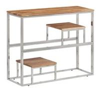 vidaXL Table console argenté acier inoxydable et bois massif d'acacia350015 Argent G