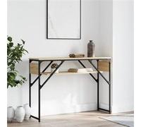 vidaXL Table Console avec Étagère, Bout de Canapé avec Pieds, Table d'Appoint, Meuble de Salon Entrée, Industriel, Chêne Sonoma Bois d'Ingénierie chêne G