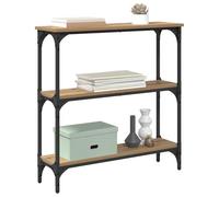 vidaXL Table console avec étagère Chêne artisanal 75 x 22,5 x 75 cm, Rangement de couloir, table console moderne, étroite avec cadre en métal, bois robuste, accent stylé