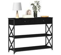 vidaXL Table Console avec tiroir Chêne Noir 100 x 28 x 75 cm, Table d'appoint pour Salon, Cadre en Acier rectangulaire, Rangement Chic pour Couloir, unité d'affichage en Bois Robuste