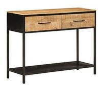 vidaXL Table console 358581 – Bout de canapé 2 tiroirs, bois massif manguier et fer