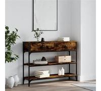 vidaXL Table console 100x25x75 cm chêne fumé bois d'ingénierie avec rangement style industriel