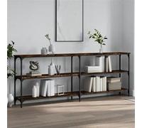 vidaXL Table Console, Table d'Appoint avec Pieds, Bout de Canapé avec Rangement, Meuble d'Entrée Salon, Industriel, Chêne Fumé Bois d'Ingénierie