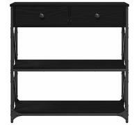 vidaXL Table Console avec tiroir Chêne Noir 75 x 28 x 75 cm, Table d'appoint pour Salon, Cadre en Acier rectangulaire, Rangement Chic pour Couloir, unité d'affichage en Bois Robuste