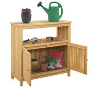 vidaXL Table Console de Jardin Acacia Clair 80 x 35 x 75 cm, Table Console de Jardin, Meuble extérieur Rustique, Beaucoup de Rangement, Design rectangulaire en Acacia