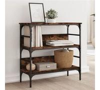vidaXL Table Console, Table d’Appoint avec Étagère, Bout de Canapé avec Pieds, Meuble de Salon, Industriel, Chêne Fumé Bois d'Ingénierie 839055 Marron G