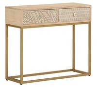 vidaXL Table Console, Table d'Entrée avec Pieds, Meuble de Rangement Couloir Salon Salle de Séjour Intérieur, Bois Massif de Manguier et Fer Bois G