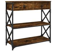 vidaXL Table Console, Table d'Entrée avec Rangement, Table de Couloir, Table d'Appoint Salon Salle de Séjour Maison Intérieur, Industriel, Chêne Fumé Bois d'Ingénierie