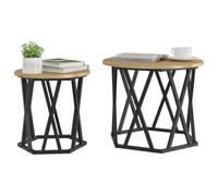 vidaXL Table d'appoint 2 pcs Chêne Artisanal, Table d'appoint Ronde Moderne, café compacte, Meuble déco, Accent en Acier Robuste, Design élégant