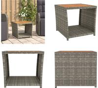 vidaXL Table d'appoint avec plateau en bois gris Poly rotin et bois d'acacia - Table d'appoint - Tables d'appoint - Table basse - Meubles de jardin