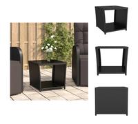 vidaXL Table d'appoint avec plateau en verre noir Poly rotin & verre trempé - Tables de jardin