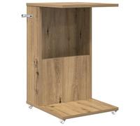 vidaXL Table d'appoint avec roue Chêne artisanal 40 x 35 x 60 cm