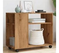 vidaXL Table d'appoint 853154 chêne artisanal bois d'ingénierie avec roues Marron G