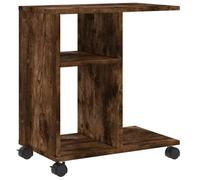 vidaXL Table d'appoint avec Roues chêne fumé Bois d'ingénierie, Bout de canapé, Table de canapé, Table de Salon, Table d'accent, Table de Lampe