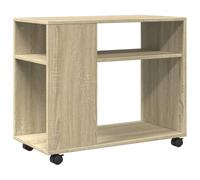 vidaXL Table d'appoint 853148 Chêne Sonoma en bois d'ingénierie avec roues Marron G