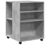 vidaXL Table d'appoint avec Roues Gris béton Bois d'ingénierie