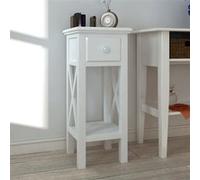 vidaXL Table d'appoint avec tiroir Blanc Blanc G