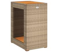 vidaXL Table d'appoint de jardin avec plateau en bois Beige Poly Rattan