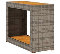 vidaXL Table d'appoint de jardin avec plateau en bois Gris Poly Rattan