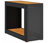 vidaXL Table d'appoint de jardin avec plateau en bois noir Poly rotin