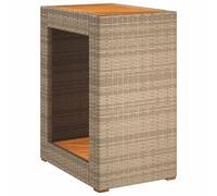 vidaXL Table d'appoint de jardin avec plateau en bois Beige Poly Rattan