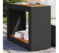 vidaXL Table d'appoint de jardin avec plateau en bois noir Poly rotin
