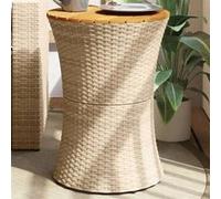 vidaXL Table d'appoint de jardin en forme de tambour Beige rotin bois massif