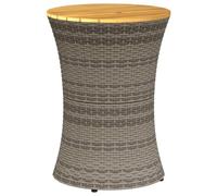 vidaXL Table d'appoint de jardin en forme de tambour – Gris, poly rotin & bois massif