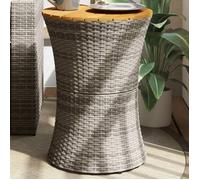 vidaXL Table d'appoint de jardin forme tambour gris rotin bois massif 368297