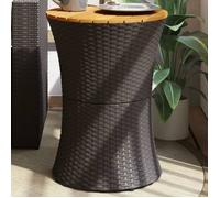 vidaXL Table d'appoint de jardin forme tambour noir rotin bois massif 368296
