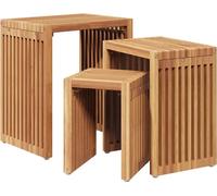 vidaXL Table d'appoint de jardin, lot de 3, marron, 33 x 44,5 x 51 cm