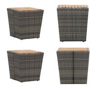 vidaXL Table d'appoint Gris 41,5×41,5×43 cm Poly rotin & bois massif - Table de thé - Tables de thé - Outdoor-Tische