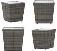 vidaXL Table d'appoint Gris 41,5×41,5×43 cm Poly rotin et verre trempé - Table haute - Tables hautes - Tables de jardin