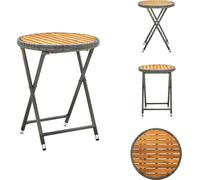 vidaXL Table d'appoint Gris 60 cm Poly rotin et acacia massif - Tables de jardin