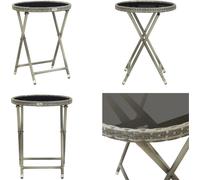 vidaXL Table d'appoint Gris 60 cm Poly rotin et verre trempé - Table haute - Table haute - Tables de jardin