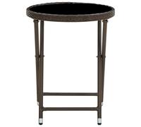 vidaXL Table d'appoint Marron 60 cm Poly rotin et verre trempé