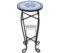 vidaXL Table d'appoint Mosaïque Bleu et Blanc