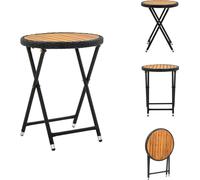 vidaXL Table d'appoint noire 60 cm Poly rotin et bois massif acacia - Tables de jardin