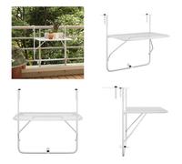 vidaXL Table de balcon blanc 60x40 cm acier - Table de balcon - Tables de balcon - Table suspendue - Table de bar de balcon